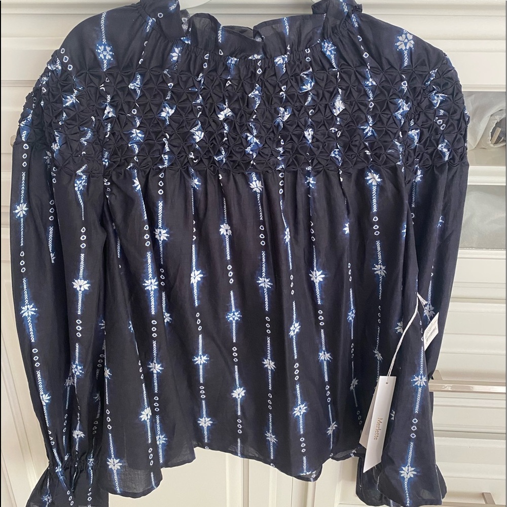 Merlette Majorelle Shibori Blouse Navy Size L Brand new with tags